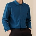 thumbnail image 2 of Mens Work Shirts Long Sleeve Solid Wrinkle-Resistant Soft Casual Button Up Dress Shirts Blue S, 2 of 6