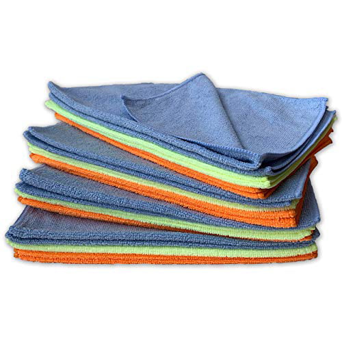 24 3 x 8pk Auto Home Dust NEW Gray/White 14" x14" Microfiber Cleaning Towels 