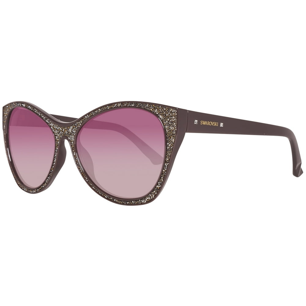 Swarovski Sunglasses Polarized Fashion Sun Glasses Swarovski Shiny Dark Brown Gradient Brown