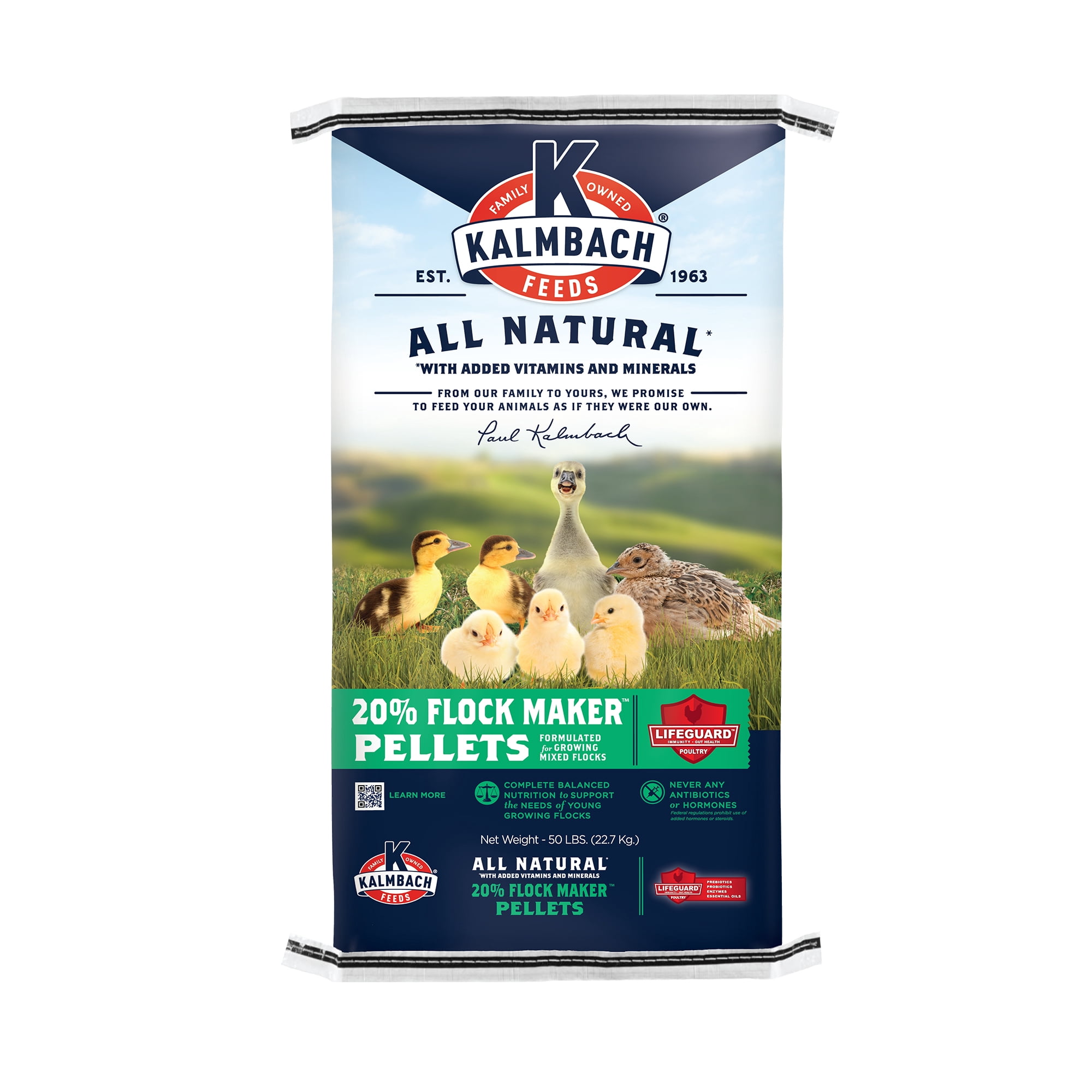 Kalmbach Feeds All Natural 20% Flock Maker Pellets for Mixed Flocks of Poultry, 50 lb