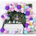 thumbnail image 2 of Kit de guirnalda de globos de unicornio, decoraciones de fiesta de cumpleaños de unicornio para niñas, confeti, púrpura claro, azul aguamarina, rosa, conjunto de globos, suministros para bodas, baby JAMW Sencillez, 2 of 5