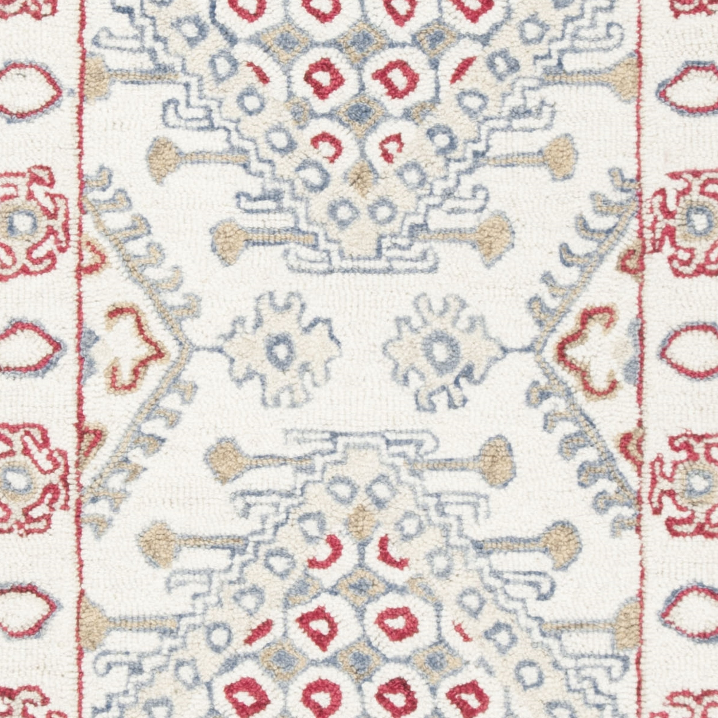 SAFAVIEH Micro-Loop Jolene Geometric Wool Runner Rug, Ivory/Red, 2'3" x 7'