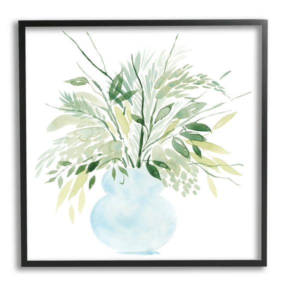 Stupell Industries Delicate Layered Greenery Plants Vase Graphic Art Black Framed Art Print Wall Art, Design by Grace Popp