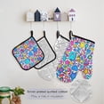 thumbnail image 5 of Cartoon Doodles and Playful Symbols 5 Pcs Kitchen Set Heat Resistant Oven Mitts and Non-Slip Pot Holders with Adjustable Cooking Apron, 5 of 6