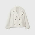 thumbnail image 4 of TKLPEHG Women Cropped Wool Coats Notch Lapel Double Breasted Peacoat Jacket Short Trench Overcoat (White,L), 4 of 4