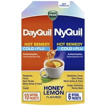 Vicks DayQuil and NyQuil hot remedy cold & flu powder, cold medicine for adults, 16 Count