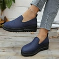 thumbnail image 4 of Dark Blue Women'S One-Foot Loafers With Round Toe And Flat Thick Sole Casual Winter All-Match Design, 4 of 9
