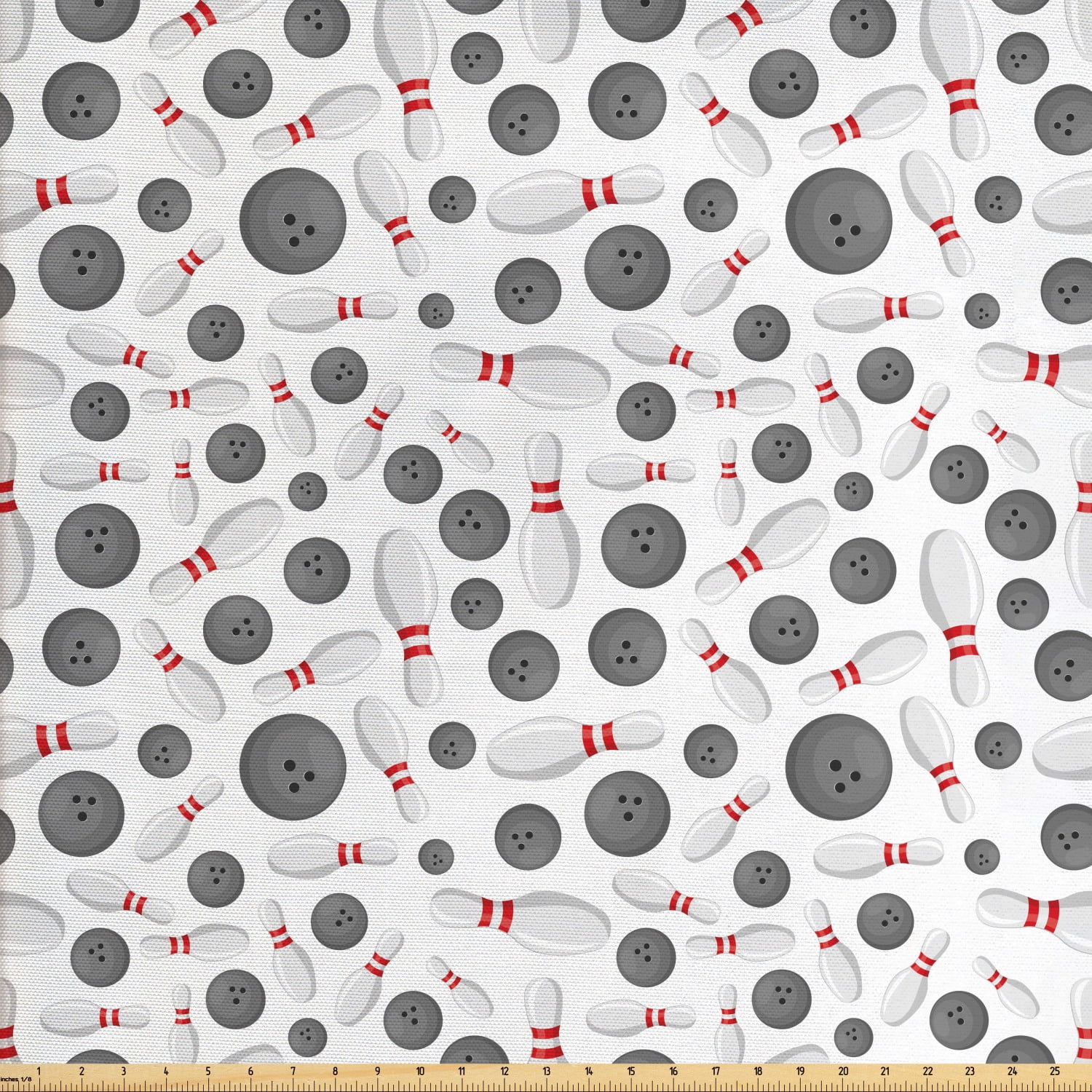 Bowling Fabric by The Yard, Realistic Graphic Game Scattered on Plain