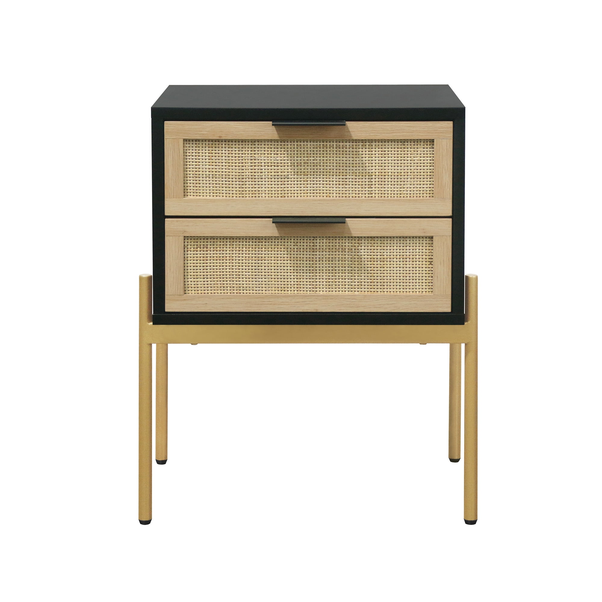 Nathan James Andrew Side Table with 2 Drawers, Black/Gold