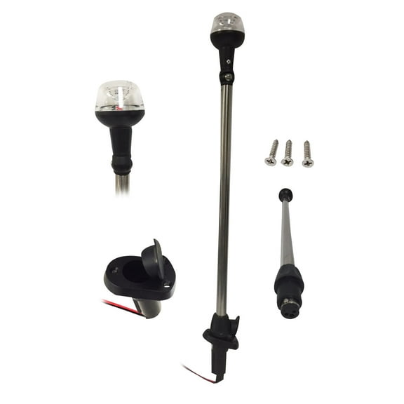 Pactrade Marine Boat 25" LED All-Around Stern Pole Light w/ Base Adjustable Head