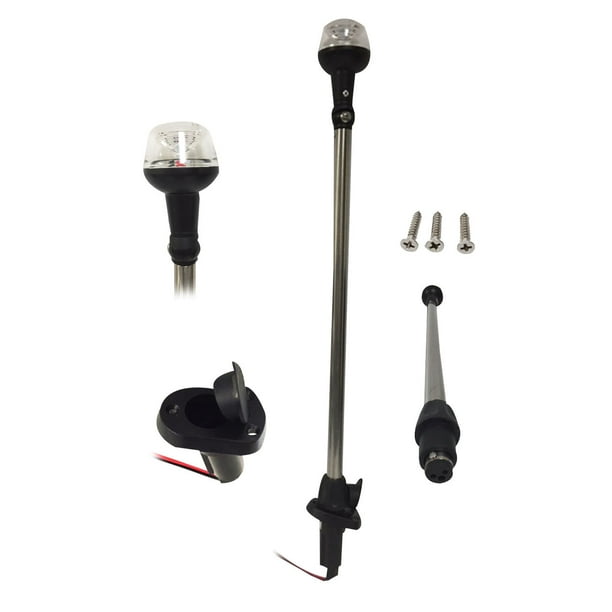 Pactrade Marine Boat 25" LED AllAround Stern Pole Light w/ Base Adjustable Head