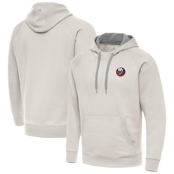 Men's Antigua Cream New York Islanders Victory Pullover Hoodie