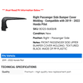 thumbnail image 2 of Right Passenger Side Bumper Cover Molding - Compatible with 2019 - 2022 Honda Pilot 2020 2021, 2 of 2
