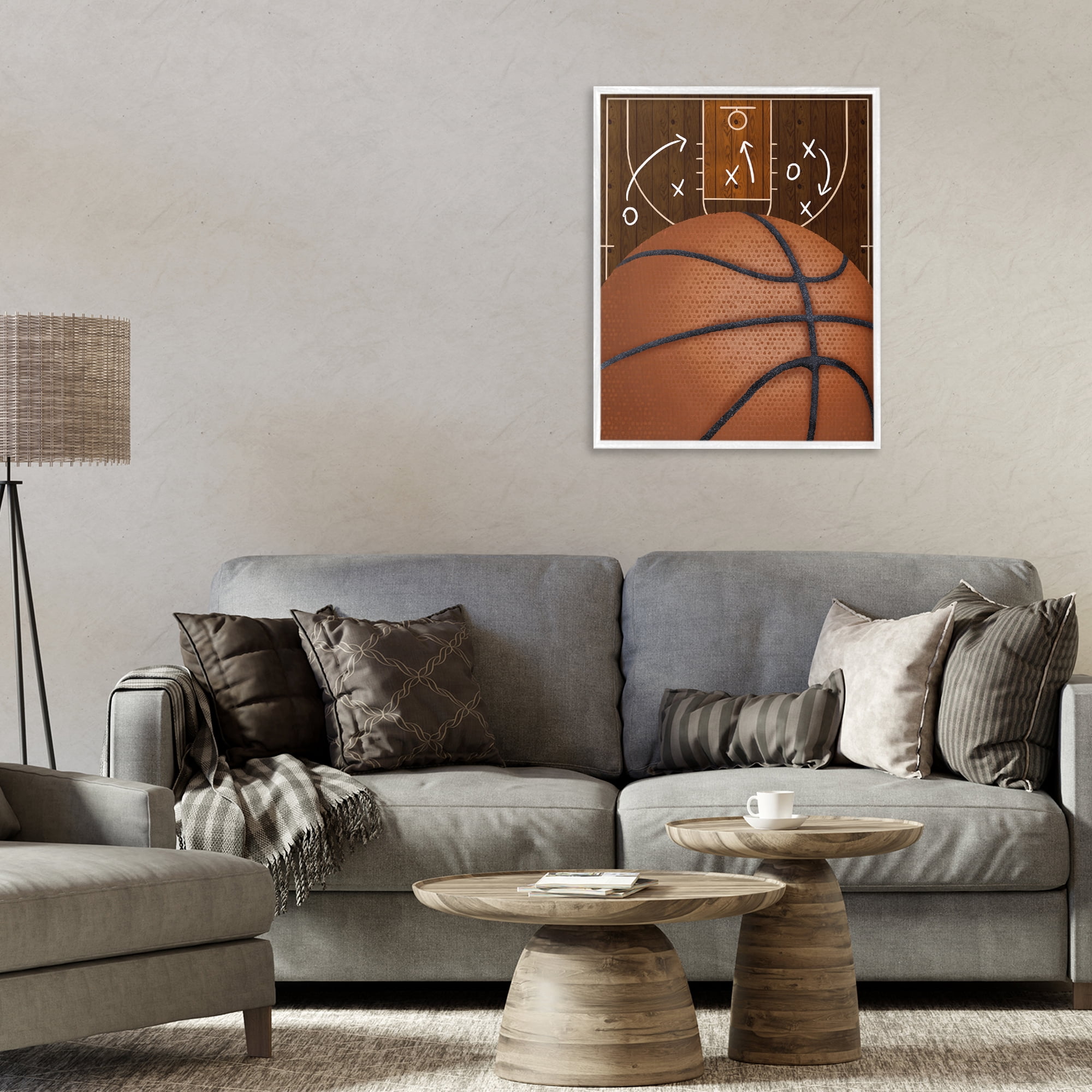 Stupell Industries Basketball Court Tactics White Framed Giclee Art, design by Jennifer Stith
