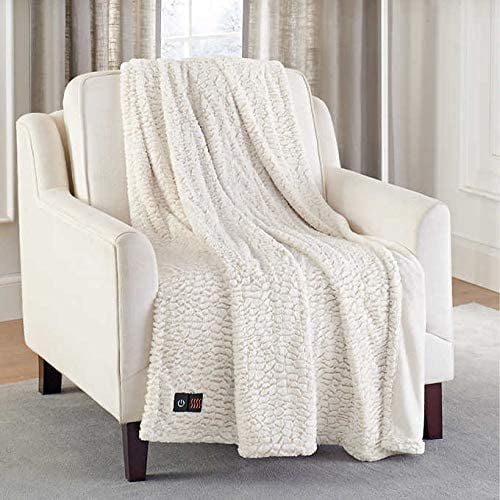 Large 160 x 120cm Soft Fleece Grey Blanket Luxurious Electric Heated Throw 