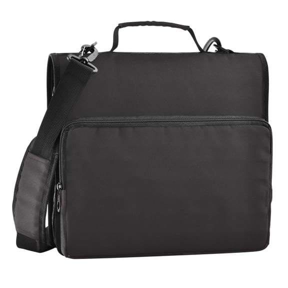 Zipper Binder Black 1.5 Inch Binder Folder Bag with Shoulder Strap and Handle