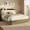 Green+Beige, variant on Queen Size Chenille Upholstered Platform Bed Frame, Built‑in Recessed Headboard Shelf, Plush Backrest, Rounded Padded Corners, Optional Under‑Bed Storage Drawer, Noise‑Free Steel Bed Frame