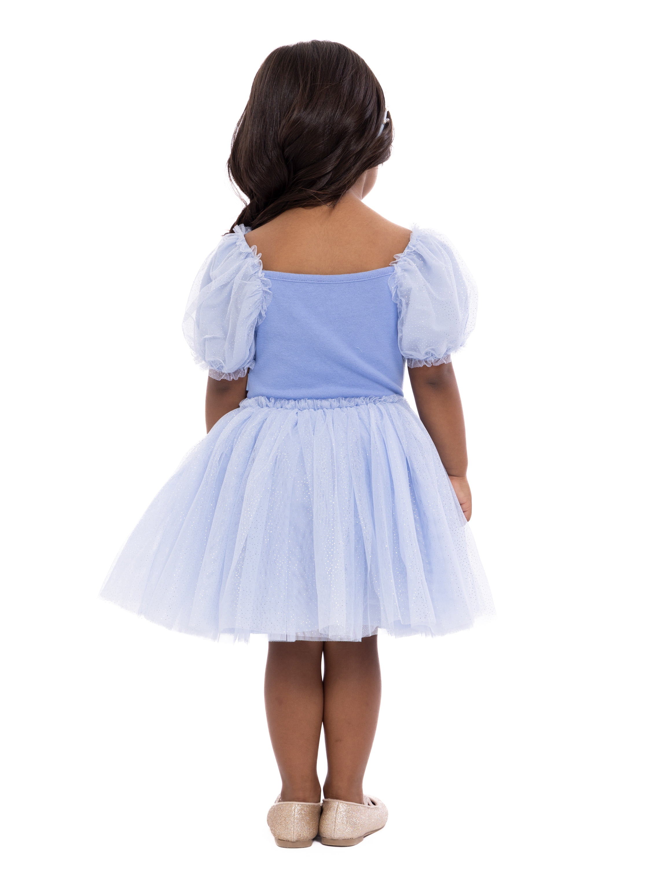 Disney Princess Toddler Girls Cinderella Cosplay Tutu Dress with Puff Sleeves, Sizes 12M-5T