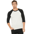 thumbnail image 2 of BELLA + CANVAS Men's Baseball T-Shirt, 3/4 Sleeve Raglan Tee, Soft Cotton Blend, White Fleck/ Charcoal Triblend, 2XL, 2 of 5