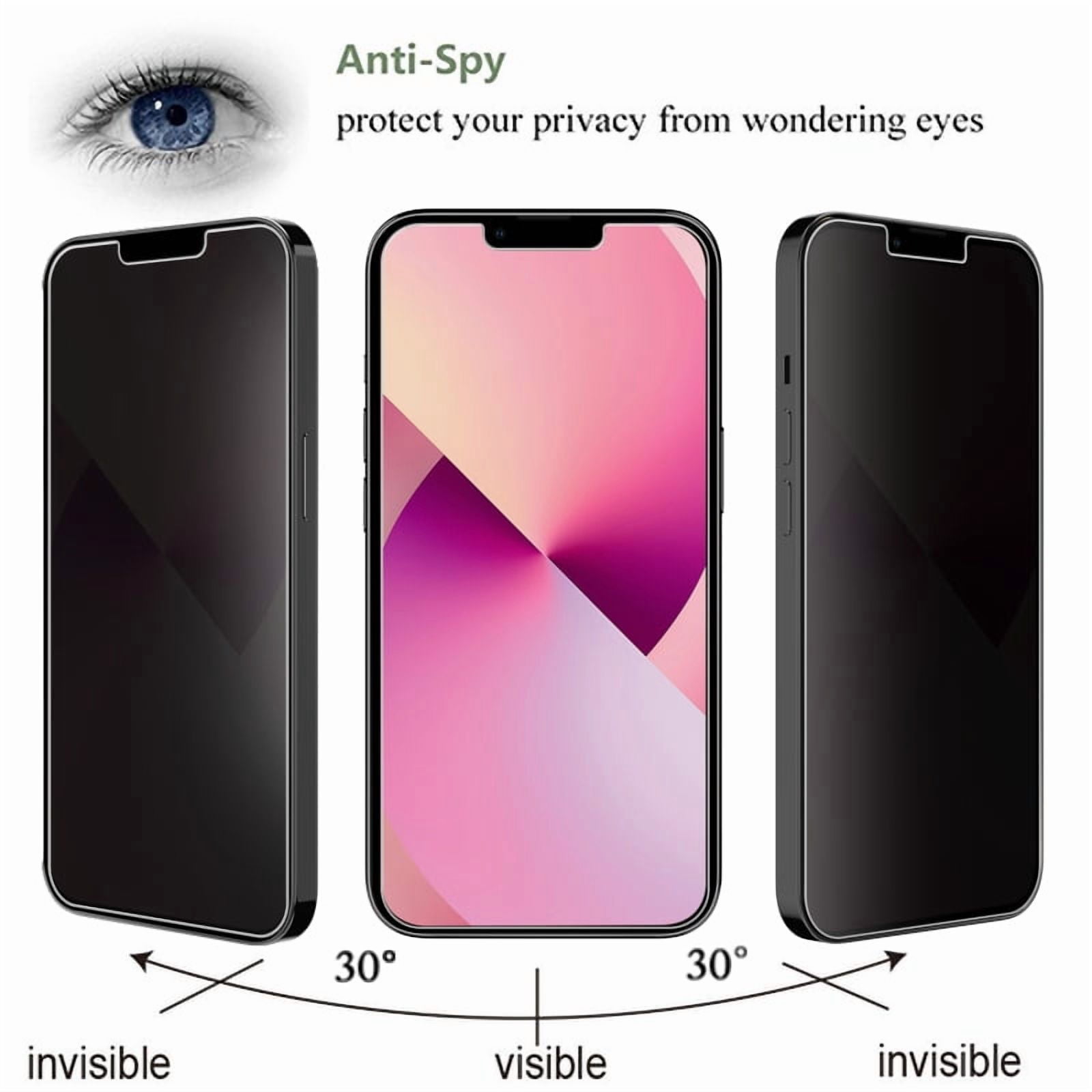 For iPhone 16e /13 Pro/13 /14 Screen Protector Tempered Glass Anti-Spy, Privacy Glass, MyBat Privacy Tempered Glass Screen Protector (2.5D) for Apple iPhone 16e / 13 Pro / 13 / 14 - Black