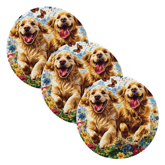 BZSMCE Mats for Pots,Pans Place Dogs Running Among Butterflies Simple Style Pattern Pot Mats