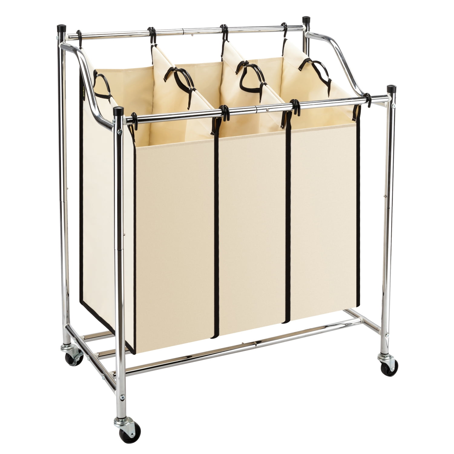 Bonnlo 3-Bag Laundry Sorter Cart on Wheels Heavy-Duty with Removable Bags, 