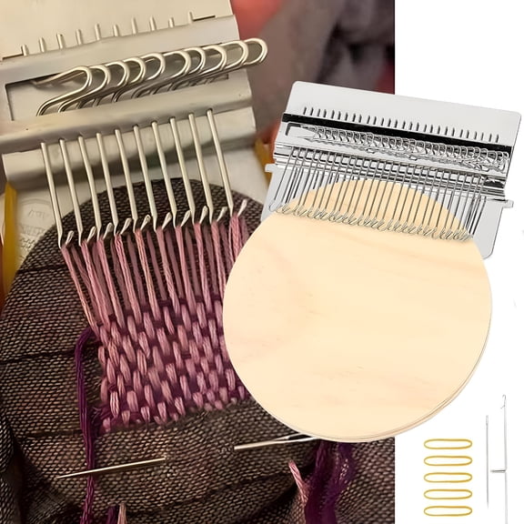TUWAFE Darning Loom Speedweve Type Weave Tool,Convenient Small Weaving Loom Kit for Beginners Quickly Mending Jeans,Repair Holes,DIY Beautiful Weaving Arts on Clothes Socks(28 Hooks)