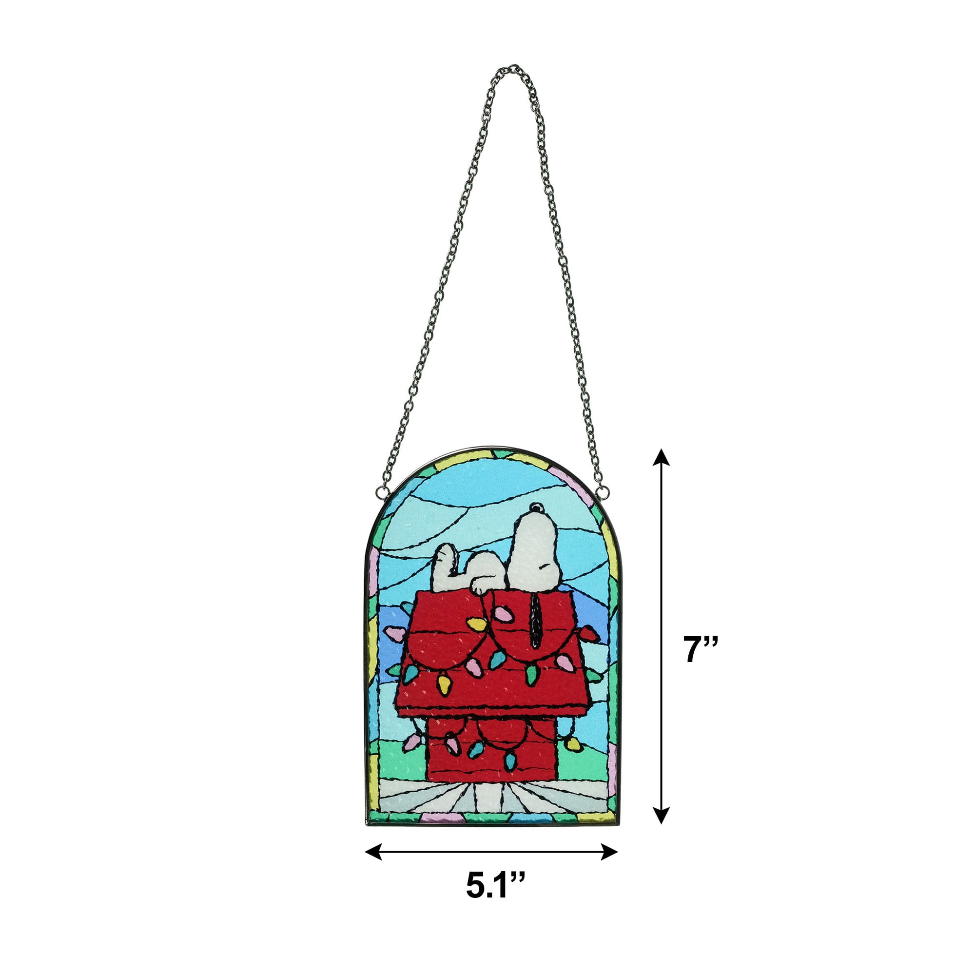Peanuts Snoopy Mini Stained Glass Christmas Ornament – Holiday Hanging Accent
