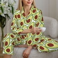 thumbnail image 5 of KLL Avocado Print Women's Long Sleeve Pajamas with Pants Sleepwear Loungewear 2 Set-Medium, 5 of 7