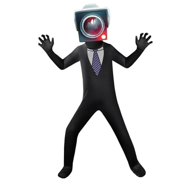 TIFFRY Skibidi Toilet Cosplay Costume , Cámara Man Horror Juego Figura Ropa , Cool Costumes Outfit Con Cubierta De La Cabeza Jumpsuit Boy