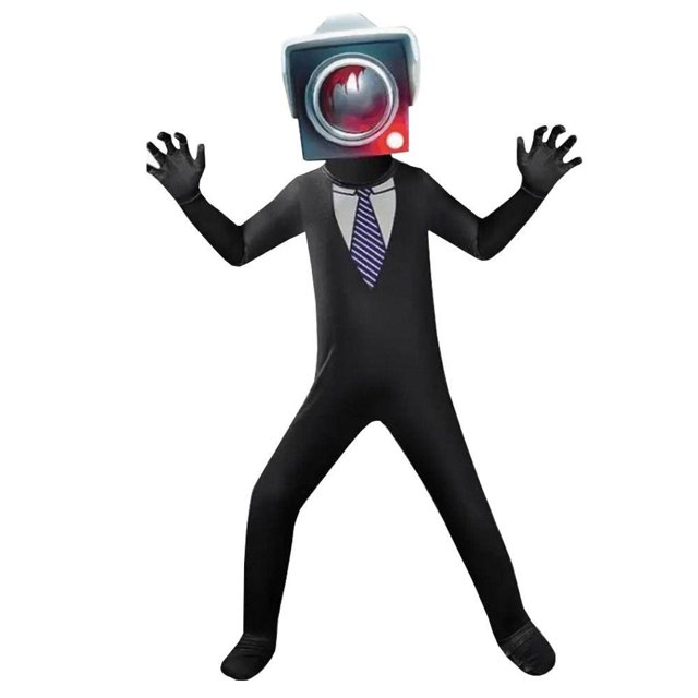 TIFFRY Skibidi Toilet Cosplay Costume , Cámara Man Horror Juego Figura Ropa , Cool Costumes Outfit Con Cubierta De La Cabeza Jumpsuit Boy