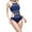 Blue, variant on Women One-Piece Swimwear Broadband Sling Bathing Mother's Day Hollow Out Solid Summer Resort Strapless Bikini