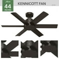 thumbnail image 4 of Hunter 44 inch Outdoor or Indoor Ceiling Fan No Light - Ceiling Fan without Light, For Patio, Porch, Garage, or Living Room, Standard Mount, 6 Blades, Wall Control - Kennicott 51114, Premier Bronze, 4 of 16