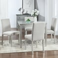 thumbnail image 2 of Silver Grey 5-Piece Wood Dining Set: Square Table & 4 Upholstered Chairs, Crystal Detail, Kitchen/Dining Room. Solid Wood, Seats 4, 34.5" Table., 2 of 10