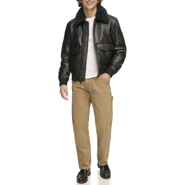 Chaqueta Tommy Hilfiger de piel sintética tipo bomber negra S para hombre
