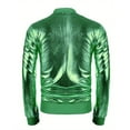 thumbnail image 3 of Metallic Jacket for Men 70s Disco Party Varsity Jacket Zip Up Baseball Bomber Jackets Outerwear Coat, 3 of 6