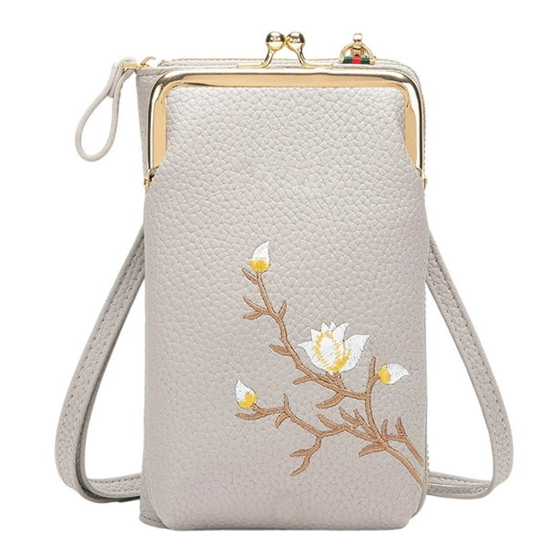 Bolso bandolera cruzada para mujer – Bolso mensajero pequeño de cuero | Compartimentos múltiples, ranuras para tarjetas, correa ajustable | Soporte compacto para móvil, 18x11x5cm, accesorio de viaje