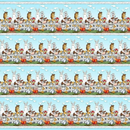 Farmland Tails Light Blue Cotton Panel Fabric