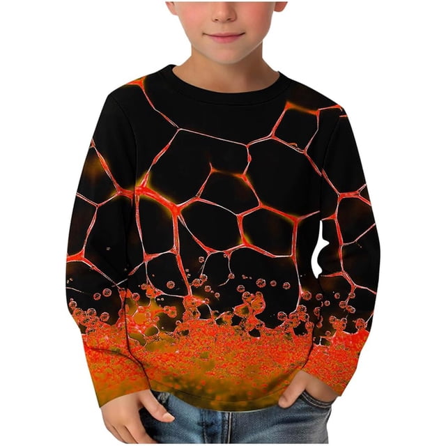 T-shirts à Manches Longues pour Garçons, Col Rond, Confortables, Couleurs, Imprimés Rouges pour Filles 4-5 Ans