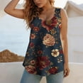 thumbnail image 6 of Karymi Going Out Tops U‑Neck Wide Strap Floral Print Sleeveless Tank Top, Loose‑Fit Casual Vest, Curved‑Hem Summer Boho Tunic Blouse Womens T Shirts, 6 of 7