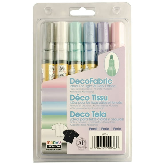 Marvy Uchida Decofabric Fabric Paint Marker Set/6 Pearl Set