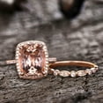 thumbnail image 6 of 5.25 Carat 10mm Cushion Diamond Moissanite Floral Engraving Style Morganite Wedding Ring Set 10k Rose Gold, 6 of 6