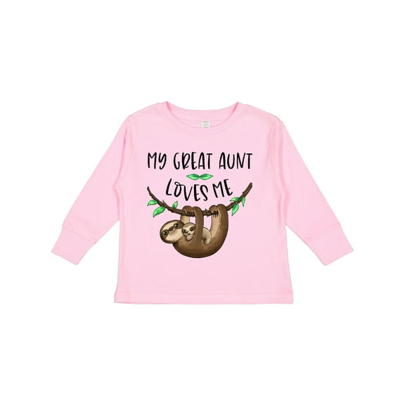 Inktastic My Great Aunt Loves Me Cute Sloth and Baby Boys or Girls Long Sleeve Toddler T-Shirt