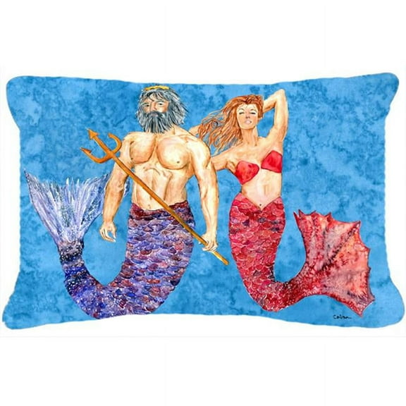12 x 16 In. Mermaid and Merman Indoor & Outdoor Fabric Decorative Pillow