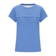 thumbnail image 5 of Teylalorva Girls Short Sleeve T-Shirt, Fashion Pleated Soft Casual Crewneck Summer Kids Tees Blue Size 10, 5 of 5