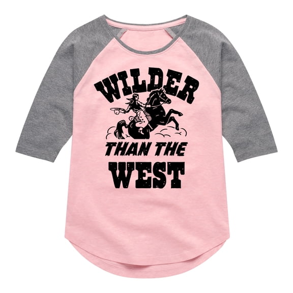 Instant Message - Wilder Than The West - Toddler & Youth Girls Raglan Graphic T-Shirt
