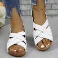 thumbnail image 2 of KIHOUT Summer Womens Sandals, Ladies New Summer Plus-size Solid Color Wedge Fish Mouth Platform Sandals, 2 of 9