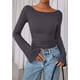 thumbnail image 2 of Camiseta PRETTYGARDEN Otoño 2025 Crop Top de Manga Campana en Gris Oscuro M, 2 of 8