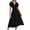Black, variant on Elegant Long Casual Dress with Overlap Neckline, Batwing Sleeves, and Waist Pleats – Women’s Satin A-Line Maxi Dress with V-Neck and Ruched Fit for Summer Evening Wear