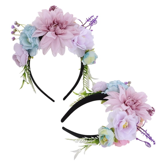 Homoyoyo 2Pcs Lavender Floral Headbands Realistic Flower Crowns Wreaths for Weddings, Parties, and Special Occasions